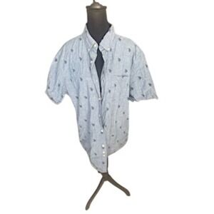 US Polo Assn Mens Large Blue Short Sleeve Button Down Shirt Embroidered Logo L